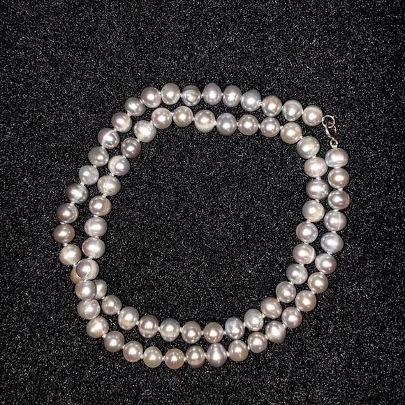 VINTAGE JAPANESE AKOYA SILVER PINK PEARL NECKLACE 18" 925 SILVER STRAND 7.5-8mm - Picture 8 of 12